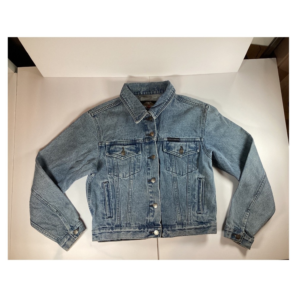 Y2K 2006 Harley Davidson Denim Jacket Women's Size Medium Light Wash